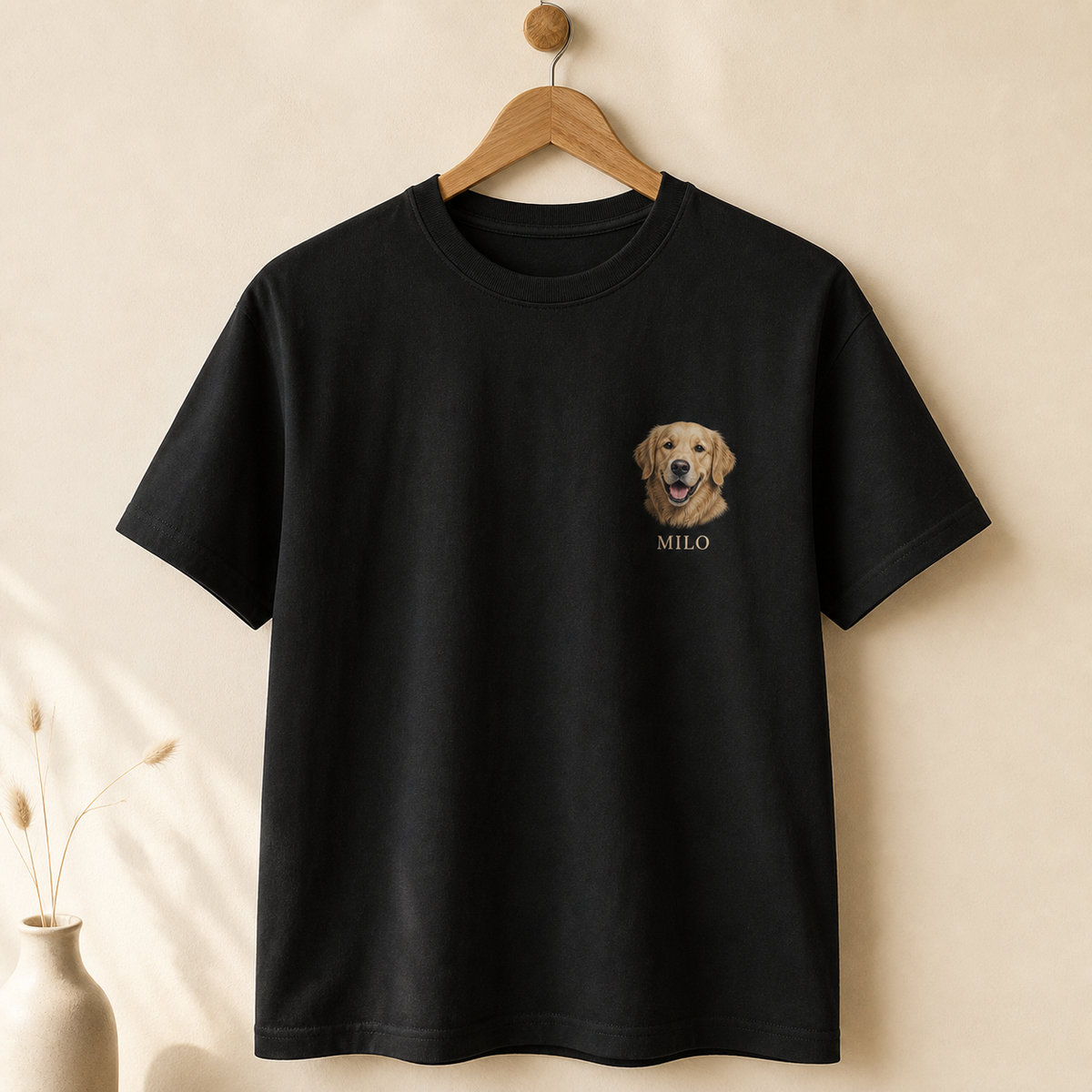 Personalisiertes Haustier-T-Shirt – Tierkopf & Wunschname